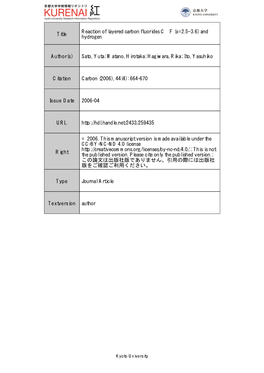 Title Reaction of Layered Carbon Fluorides C F (X=2.5‒3.6) And