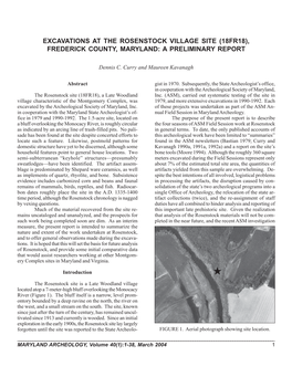 Excavations at the Rosenstock Village Site (18Fr18), Frederick County, Maryland: a Preliminary Report