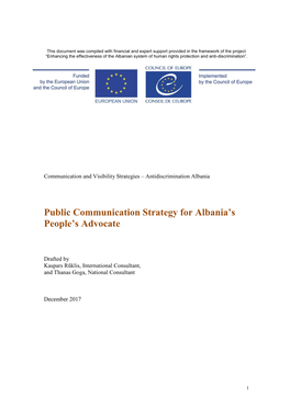 Public Communication Strategy for Albania's People's Advocate