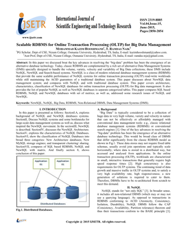 Scalable RDBMS for Online Transaction Processing (OLTP) for Big Data Management MOHAMMAD KAZIM HOOSHMAND1, T