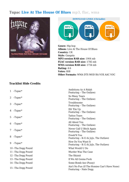 Tupac Live at the House of Blues Mp3, Flac, Wma