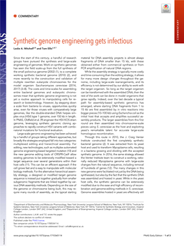 Synthetic Genome Engineering Gets Infectious COMMENTARY Leslie A