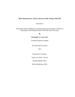 African American LGBT Writing, 1982-1991