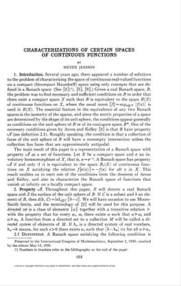 Characterizations of Certain Spaces of Continuous Functions