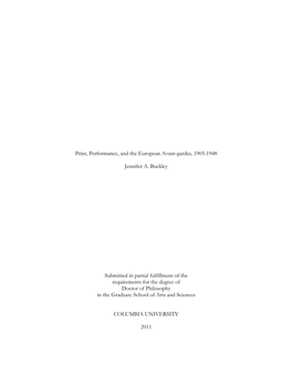 Print, Performance, and the European Avant-Gardes, 1905-1948