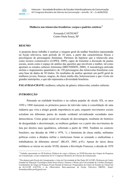 Mulheres Nas Telenovelas Brasileiras: Corpos E Padrões Estéticos 1