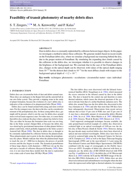 Feasibility of Transit Photometry of Nearby Debris Discs