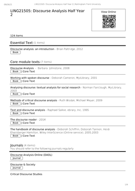 LING21505: Discourse Analysis Half Year 2 | Nottingham Trent University