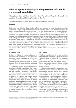 Wide Range of Normality in Deep Tendon Reflexes in the Normal Population