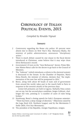 Chronology of Italian Political Events, 2015