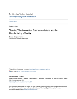 "Reading" the Apprentice: Commerce, Culture, and the Manufacturing of Reality