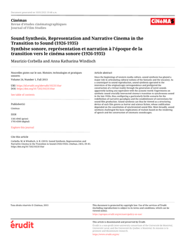 Sound Synthesis, Representation and Narrative Cinema in The