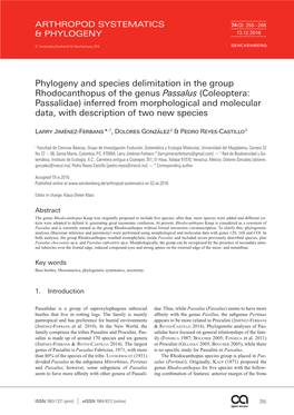 Phylogeny and Species Delimitation in the Group Rhodocanthopus of the Genus Passalus