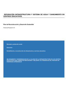 Reparación Infraestructura Y Sistema De Agua Y Saneamiento En Centros Educativos