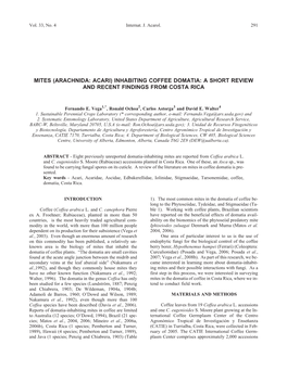 Inhabiting Coffee Domatia: a Short Review and Recent Findings from Costa Rica