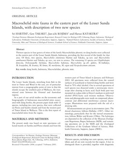 Macrochelid Mite Fauna in the Eastern Part of the Lesser Sunda Islands, with Description of Two New Species