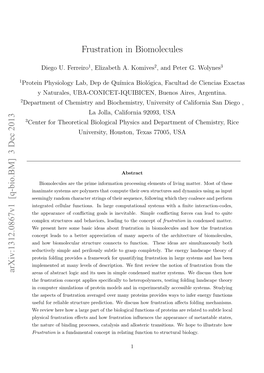 Frustration in Biomolecules Arxiv:1312.0867V1