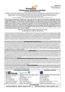 Firstsource Solutions Limited (Formerly ICICI Onesource Limited) (Our Company Was Incorporated on December 6, 2001 As ICICI Infotech Upstream Limited