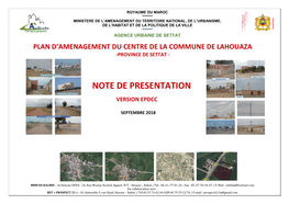 NOTE DE PRESENTATION -.:( Agence Urbaine De Settat