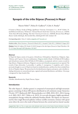 (Poaceae) in Nepal 97 Doi: 10.3897/Phytokeys.128.34637 RESEARCH ARTICLE Launched to Accelerate Biodiversity Research