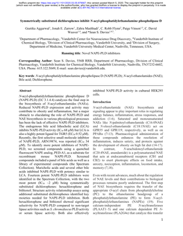 Symmetrically Substituted Dichlorophenes Inhibit N-Acyl-Phosphatidylethanolamine Phospholipase D