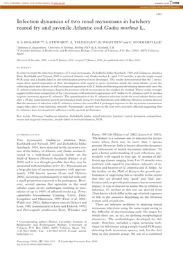 Infection Dynamics of Two Renal Myxozoans in Hatchery Reared Fry and Juvenile Atlantic Cod Gadus Morhua L