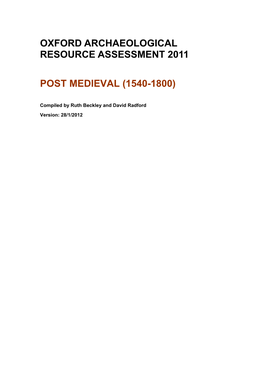 Post Medieval (1540-1800)