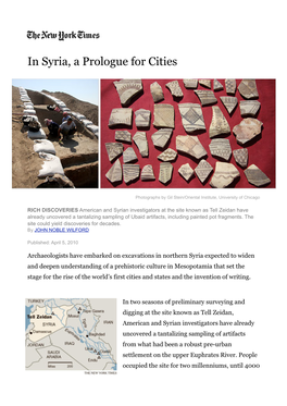 In Syria, a Prologue for Cities