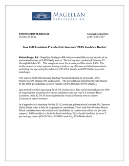 New Poll: Louisiana Presidential, Governor 2015, Landrieu Reelect