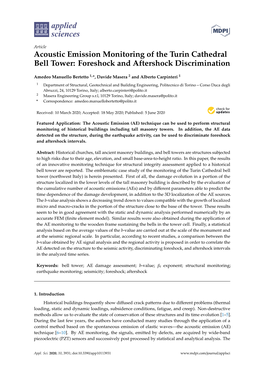 Acoustic Emission Monitoring of the Turin Cathedral Bell Tower: Foreshock and Aftershock Discrimination