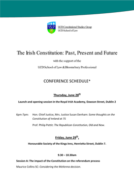 The Irish Constitution: Past, Present and Future