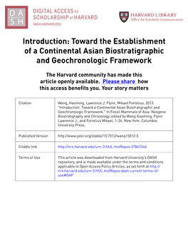 Toward the Establishment of a Continental Asian Biostratigraphic and Geochronologic Framework