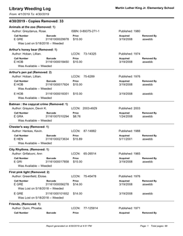 Library Weeding Log Martin Luther King Jr