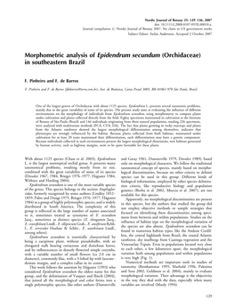 Morphometric Analysis of Epidendrum Secundum (Orchidaceae) in Southeastern Brazil