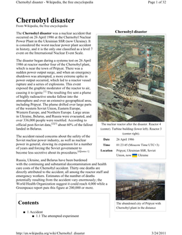 Chernobyl Disaster - Wikipedia, the Free Encyclopedia Page 1 of 32