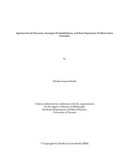 Agrarian Social Structures, Insurgent Embeddedness, and State Expansion: Evidence from Colombia