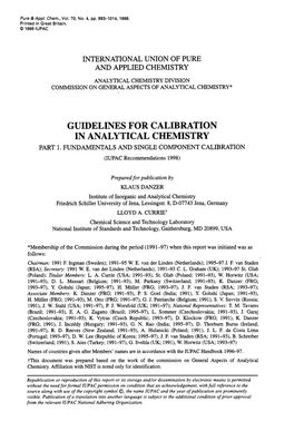 Guidelines for Calibration in Analytical Chemistry Part 1