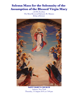 Solemn Mass for the Solemnity of the Assumption of the Blessed Virgin Mary with His Excellency the Most Reverend Salvatore R