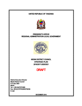 United Republic of Tanzania President's Office Regional