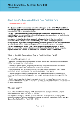 AFLQ Grand Final Facilities Fund EOI Form Preview