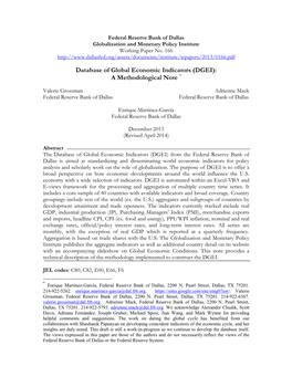 Database of Global Economic Indicators (DGEI): a Methodological Note *