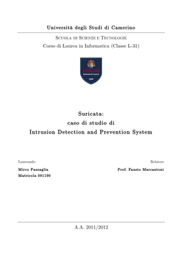 Suricata: Caso Di Studio Di Intrusion Detection and Prevention System