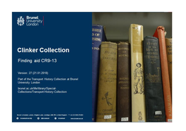 Brunel University Library Special Collections – Transport History Collection Version 27 21.1.2018