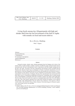 Living Fossils Among Tiny Allogastropoda with High and Slender Shell from the Reef Environment of the Gulf of Aqaba with Remarks on Fossil and Recent Relatives