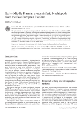 Early–Middle Frasnian Cyrtospiriferid Brachiopods from the East European Platform