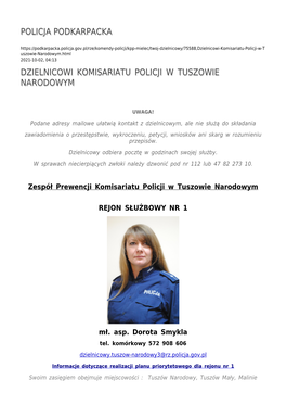 Dzielnicowi Komisariatu Policji W Tuszowie Narodowym