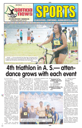 4Th Triathlon in A. S.— Atten- Dance Grows with Each Event
