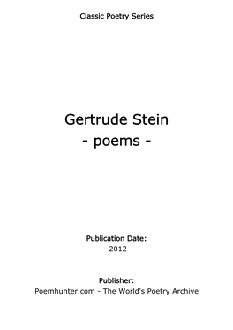 Gertrude Stein - Poems