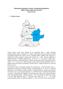 Informačná Databáza O Území (Okres Nové Zámky) V Pôsobnosti