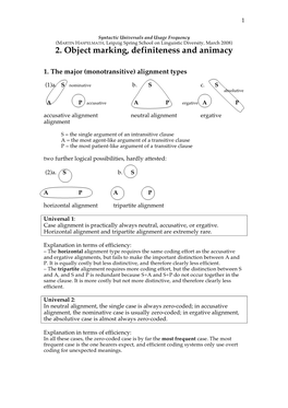 2. Object Marking, Definiteness and Animacy